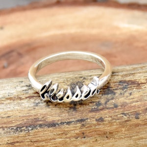 Blessed Ring, 925 Sterling Silver Ring, Cursive Ring, Catholic Jewelry, Inspiration Gift, Statement Ring, Anniversary Ring, Gift For Her/Him