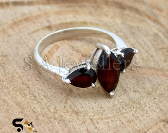 Handmade Marquise Garnet Ring: 925 Sterling Silver January Birthstone