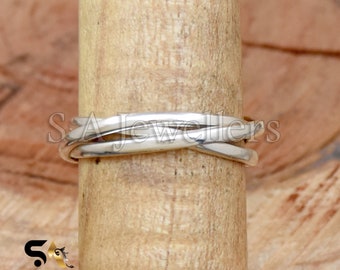 Sterling Silver Triple Rolling Ring: Handmade Minimalist Wedding Band