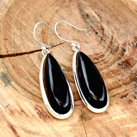 アクセサリーその他 Onyx Drop Earrings Black Onyx Earrings- Drop Earrings- Silver Onyx Earrings