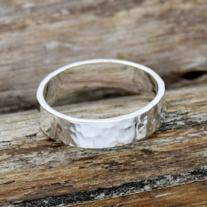 Hammered Sterling Silver Band Ring: 5mm Stackable Ring