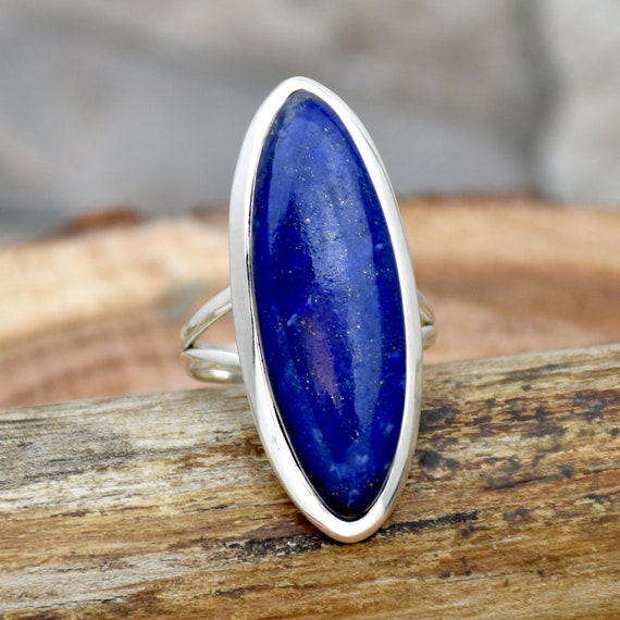 Buy Lapis Lazuli Ring, 925 Solid Sterling Silver Ring, Natural Blue Oval  Shape Lapis Gemstone Ring, 22K Yellow Gold Fill Ring, Womens Ring Online in  India - Etsy