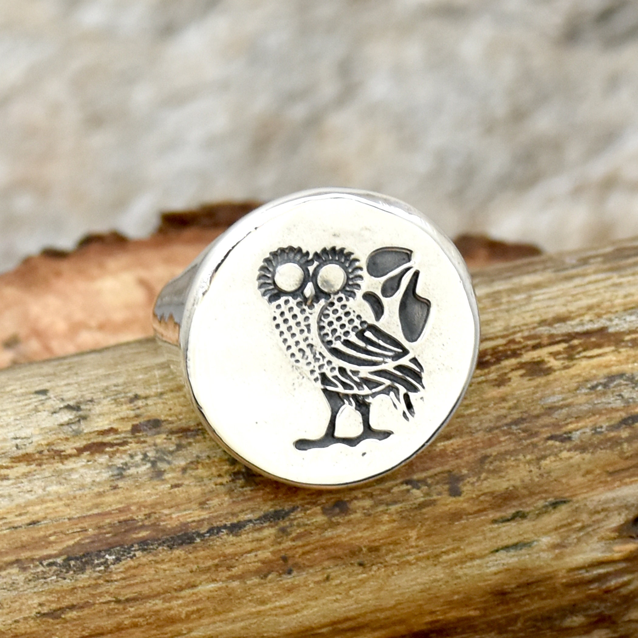 Handmade Sterling Silver Owl Ring: Animal Statement Jewelry