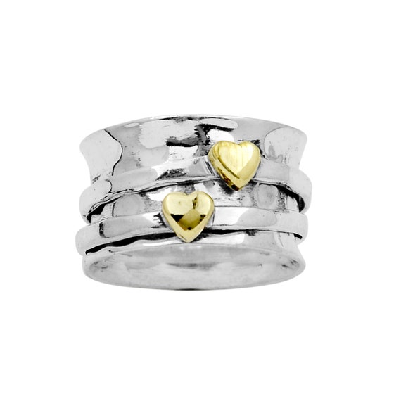 Sterling Silver Spinner Ring: Handmade Brass Silver Meditation Band