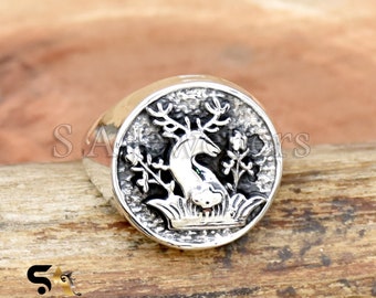 Reindeer Ring, 925 Sterling Silver Ring, Gothic Jewelry, Stag Ring, Silver Animal Ring, Cocktail Ring, Delicate Modern Jewelry, Boho Jewelry