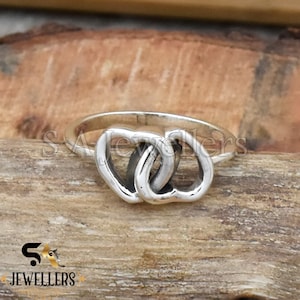 Sterling Silver Double Heart Ring: Handmade Love Jewelry