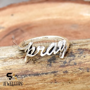 Pray Ring, 925 Sterling Silver Ring, Cursive Ring, Catholic Jewelry, Inspiration Gift, Statement Ring, Christian Jewellery Gift, For Her/Him