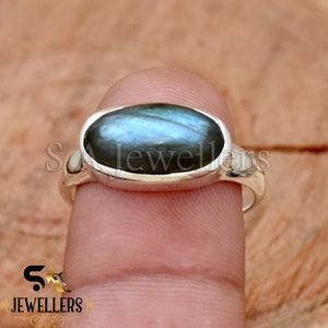 Labradorite Ring, 925 Sterling Silver Ring, Engagement Ring, Wedding Ring, Natural Blue Labradorite Ring, Anniversary Ring, Gift For Her