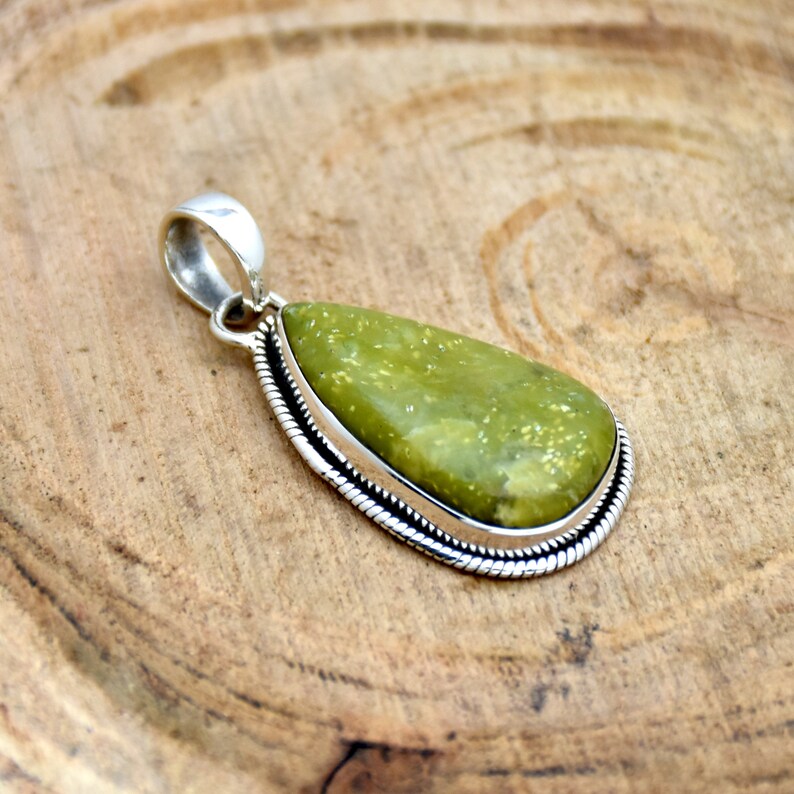 Statement Pendant 925 Sterling Silver Pendant Serpentine Jewelry Serpentine Pendant Handmade Pendant Gift For Her Ready To Ship
