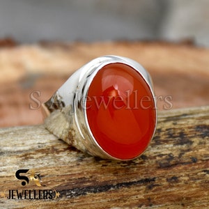 Dainty Carnelian Ring, 925 Sterling Silver Ring, Oval Shape Ring, Handmade Gemstone Ring, Ring For Men, Bohemian Ring, Men&#39;s Ring
