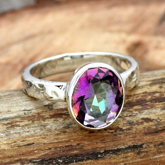 Bague Mystique En Argent Avec Topaze - Modèle Neuf Sans Emballage, Style élégant Et Unique