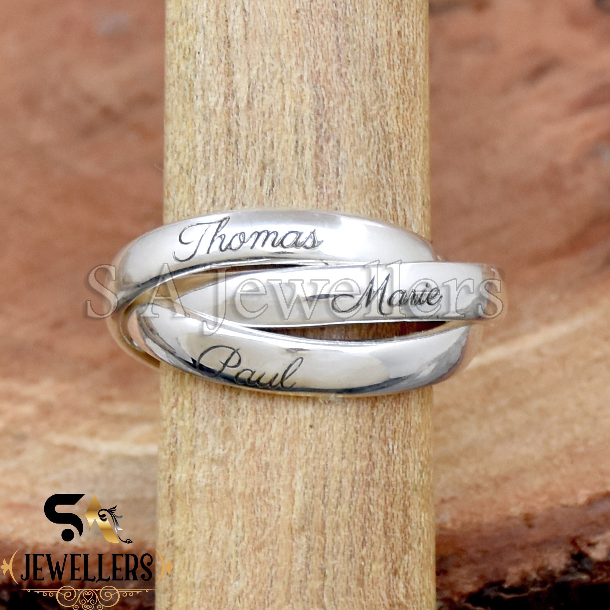 Custom Name Engraved Fingerband Ring - 3mm Width - Danique Jewelry