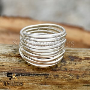 Handmade Sterling Silver Wraparound Ring: Thick Wire Statement Jewelry