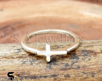 Sterling Silver Cross Ring: Minimalist Christian Jewelry Gift