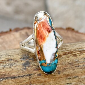 Oyster Copper Turquoise Ring, 925 Sterling Silver Ring, Wedding Ring, Promise Ring, Anniversary Ring, Dainty Ring, Gift for Her, Boho Ring.