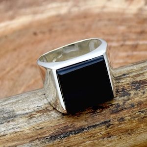 Natural Black Onyx Ring, 925 Sterling Silver Ring, Handmade Ring, Men&#39;s Ring, Boho Ring, Men Gift Ring, Men Onyx Ring, Handmade Jewelry