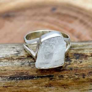 Raw Moonstone Ring, 925 Sterling Silver Rings for women, Handmade Ring, Raw Crystal Ring, Birthstone Ring Raw Gemstone ring Handmade Jewelry