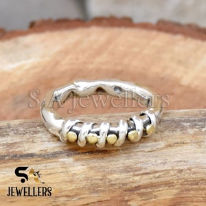 Two Tone Twisted Sterling Silver Ring - Handmade Minimalist Band