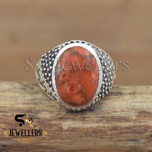 Handmade Sterling Silver Sponge Coral Ring: Boho Statement Jewelry