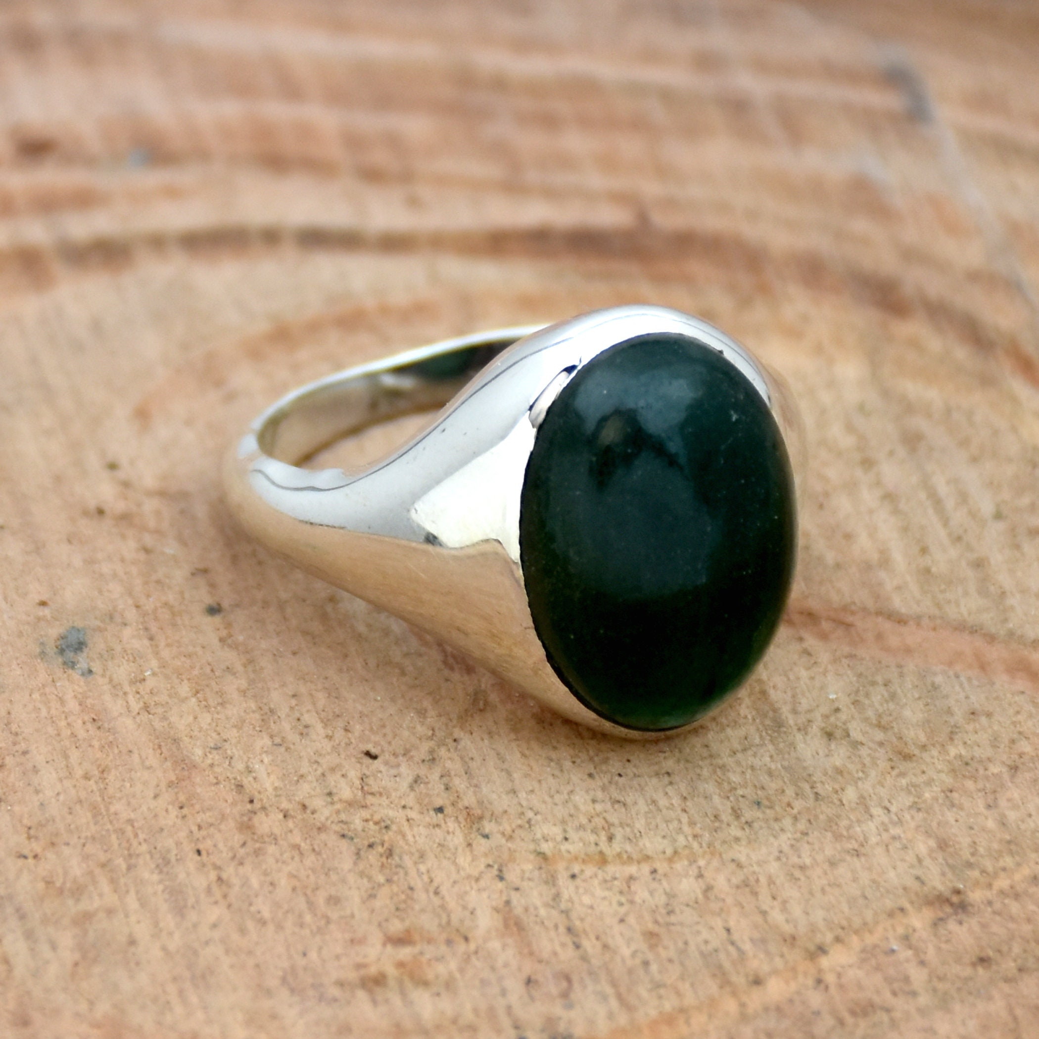 Green Aventurine Ring, Men's Ring, 925 Sterling Silver Ring