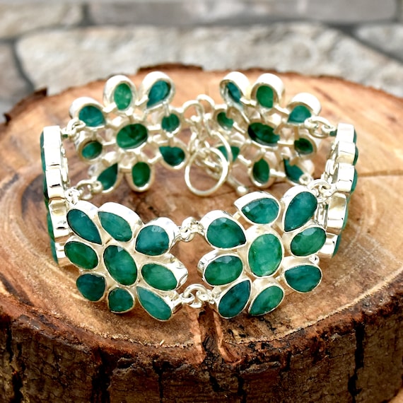 Emerald bracelet sterling on sale silver