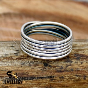 Handmade Wraparound Sterling Silver Ring: Thick Wire Multi-Layer Design
