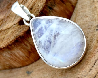 Natural Moonstone Pendant, 925 Sterling Silver Pendant, Handmade Pendant, Rainbow Moonstone Pendant, June Birthstone, Handmade Jewelry