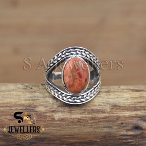 Sponge Coral 925 Sterling Silver Ring: Handmade Eye Design Boho Ring
