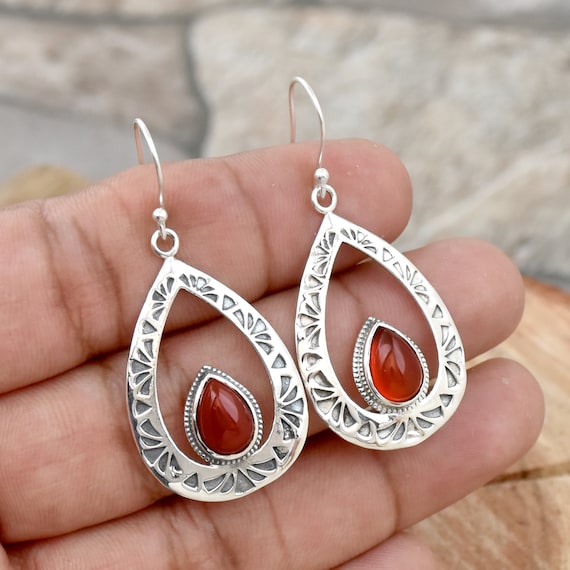 Orecchini pendenti a cupola ondulata in argento sterling 925, orecchini pendenti a foglia, orecchini artigianali in filigrana ondulata, gioielli fatti a mano - Italia