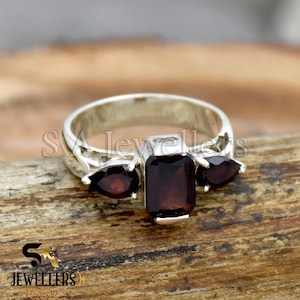 Natural Garnet Ring, 925 Sterling Silver Ring, Handmade Ring, Gemstone Ring, Statement Ring, Anniversary Ring, Gift For Her
