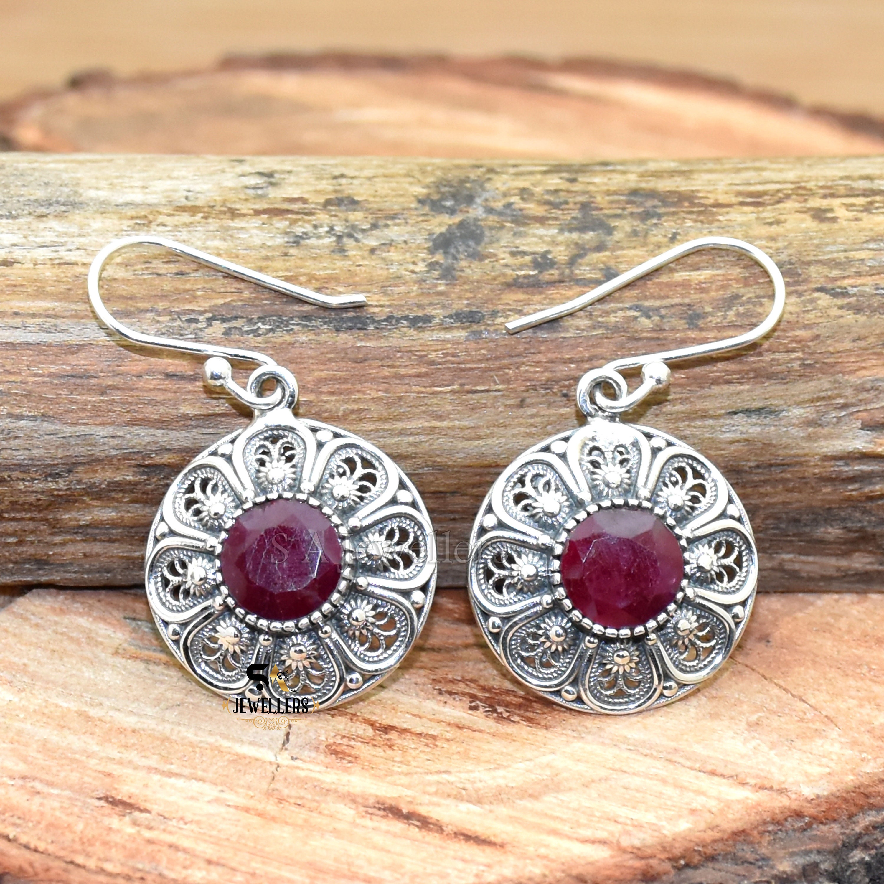 Ruby cheap silver earrings