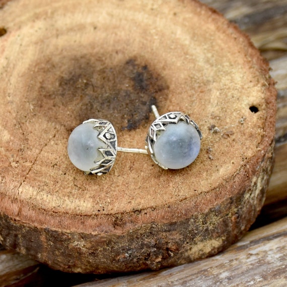 Raw Stone Moonstone Earrings Sterling Silver – Boho Magic Jewelry