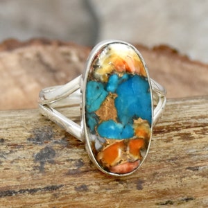 Oyster Copper Turquoise Ring , 925 Sterling Silver Ring , Wedding Ring , Promise Ring , Gift for Her, Silver Jewellery, Anniversary Ring