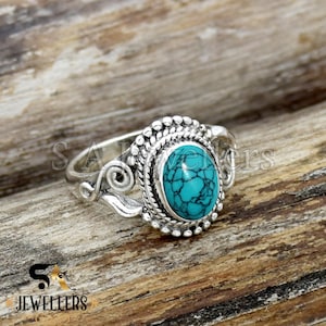 Handmade Sterling Silver Turquoise Ring: Boho Gemstone Jewelry