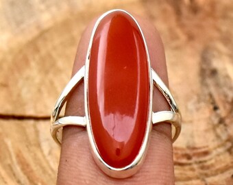 Natural Carnelian Ring, 925 Sterling Silver Ring, Handmade ring, Oval Gemstone Ring, Statement Ring, Handmade jewelry, Gift For Her