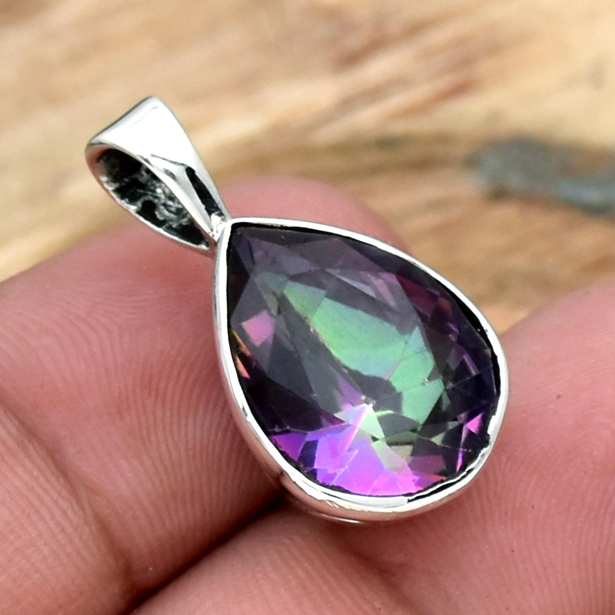 Mystic Topaz Pendant, 925 Sterling Silver Pendant, Designer