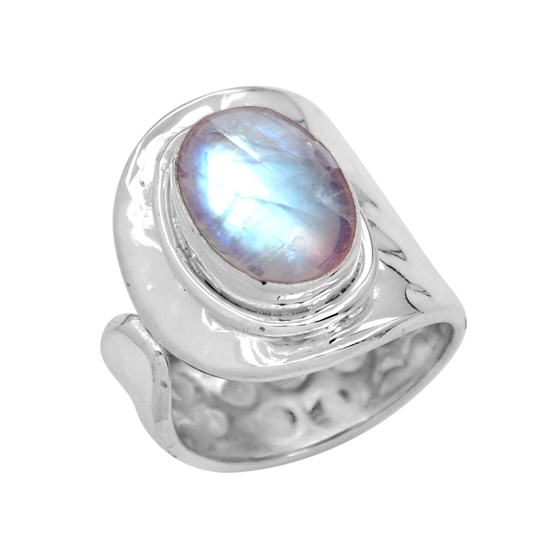 Moonstone Adjustable Ring, Sterling Silver Ring, Statement Ring ...