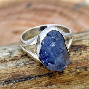 Raw Tanzanite Ring: Handmade 925 Sterling Silver, December Birthstone