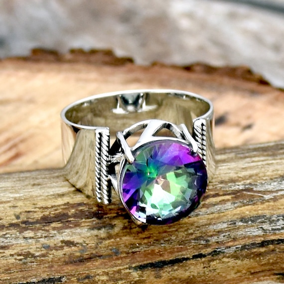 Sterling silver mystic topaz ring deals