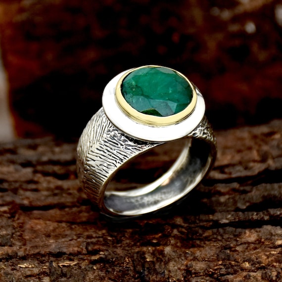 Silver cheap emerald ring
