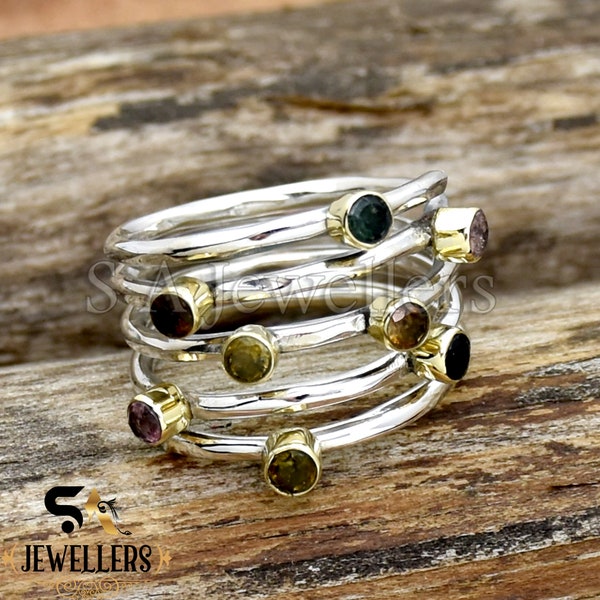 925 sterling silver Multi Tourmaline ring Statement Ring Handmade Wraparound Silver Wire ring Natural Tourmaline Two Tone Ring Ready to Ship