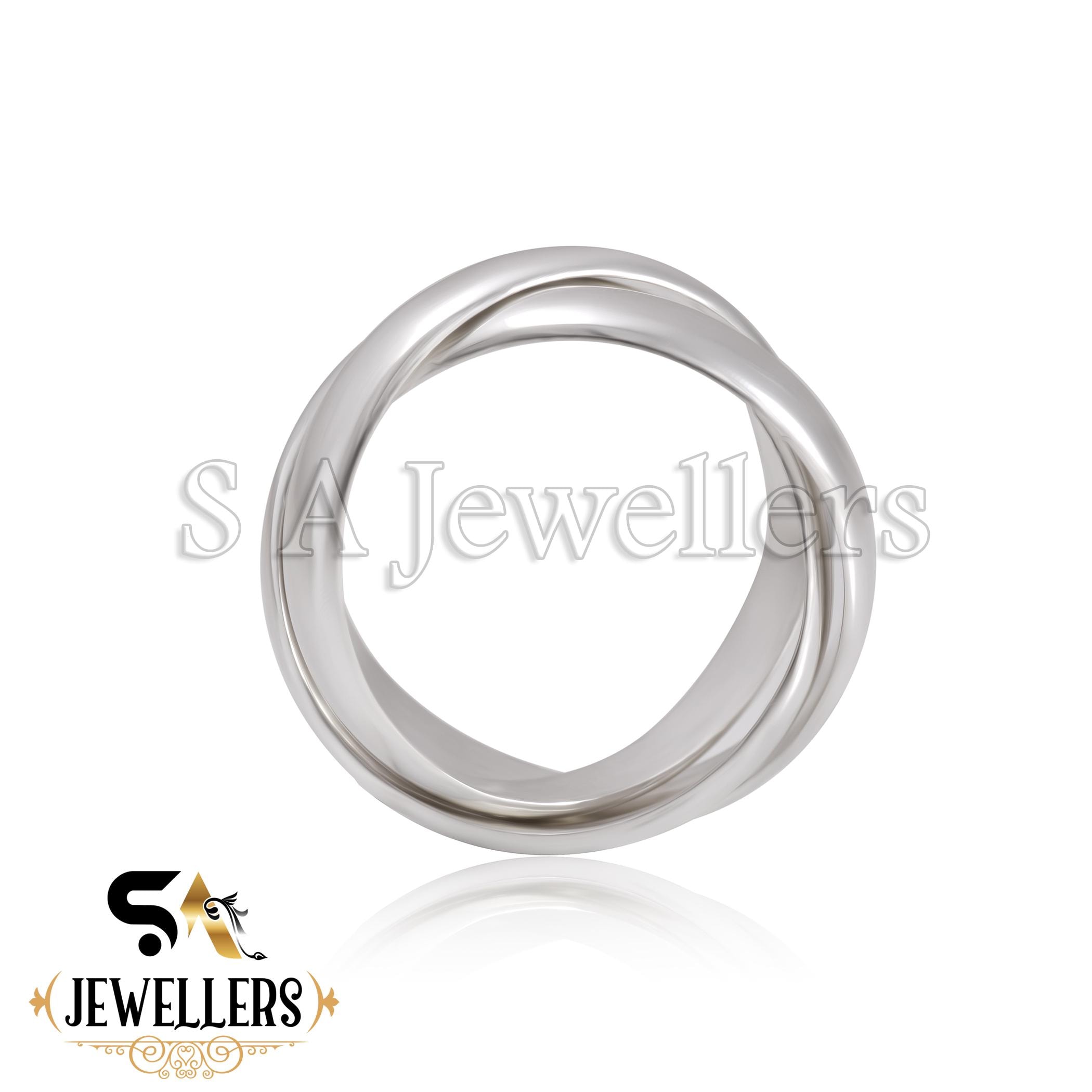 ★TOU★ [Silver925] WE001 Silver triple ring 925 Sterling Silver Triple Interlocked Ring, Three Rolling