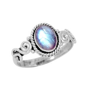 Oval Moonstone Ring: Handmade 925 Sterling Silver Gemstone Jewelry