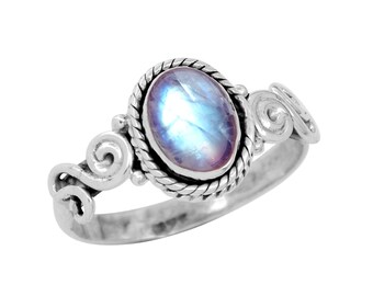 Oval Moonstone Ring: Handmade 925 Sterling Silver Gemstone Jewelry