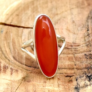 Oval Carnelian Ring: Handmade 925 Sterling Silver Statement Jewelry