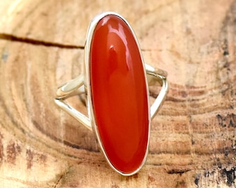 Oval Carnelian Ring: Handmade 925 Sterling Silver Statement Jewelry