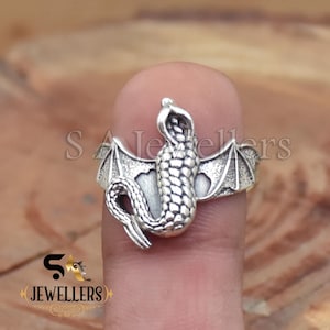 925 Sterling Silver Soaring Dragon Ring, Dragon Jewelry, Handmade Dragon Ring, Fantasy Lovers Gift, Dragons Lovers Ring, Flying Dragon ring