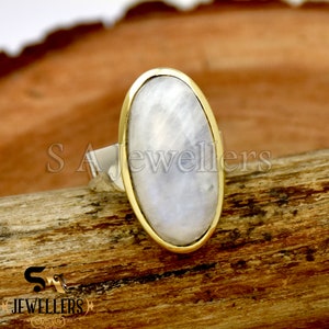Natural Moonstone Ring 925 Sterling Silver Ring Handmade Silver Ring, Two Tone Ring, Wedding Ring, Handmade Jewelry, Gift For Her