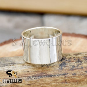 Chunky Sterling Silber Band: Rustikaler Boho Ehering (15 mm)