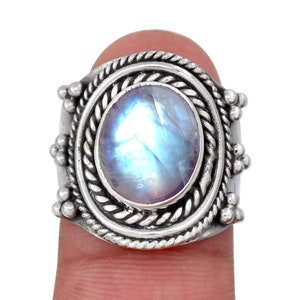 Oval Moonstone Ring: 925 Sterling Silver Dainty Birthstone
